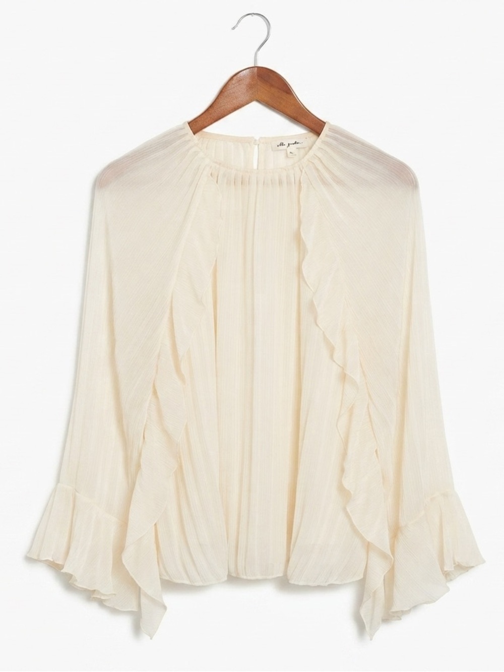 Ultra Pink XL Blouse Sheer Flutter Sleeve Cream